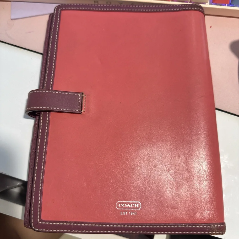 Coach Pink and Purple Leather Planner Notebook Cover